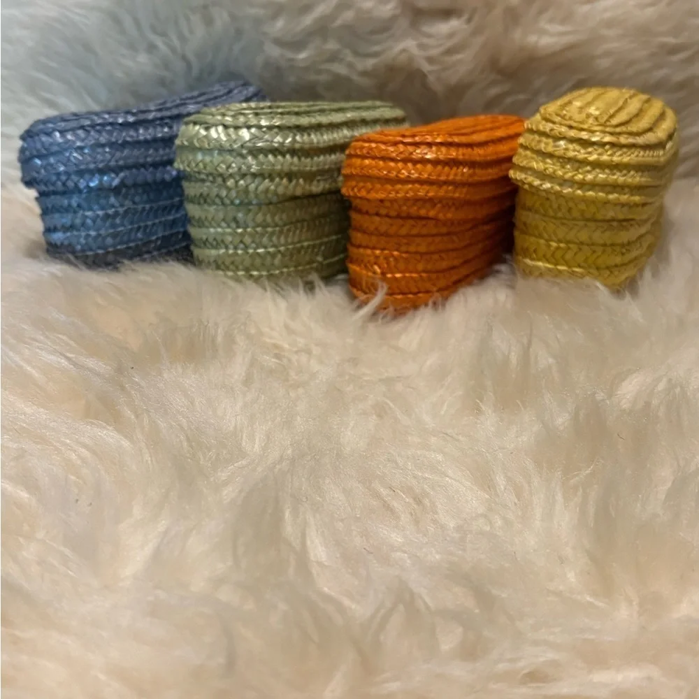 Set/4 Colorful Woven Oblong Small Storage Baskets with Lids